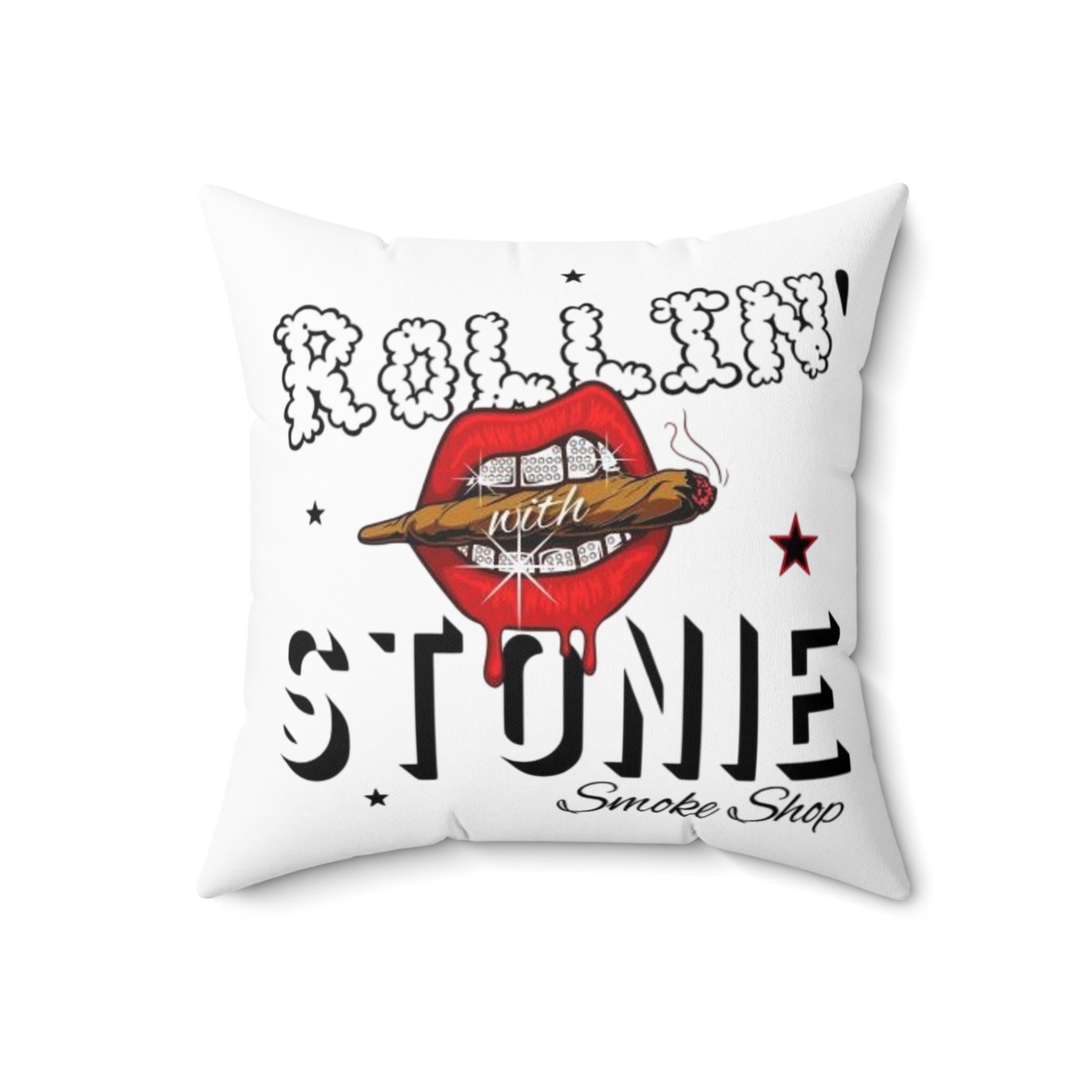 Rollin' with Stonie Decorative Pillow - Funky Smoke Shop Vibes